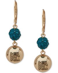 Karl Lagerfeld - Crystal Double Drop Earrings - Lyst
