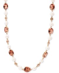 Lauren by Ralph Lauren - Gold-tone Crystal & Imitation Pearl Collar Necklace - Lyst