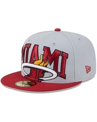 KTZ - Gray/red Miami Heat Tip-off Two-tone 59fifty Fitted Hat - Lyst