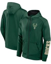 Fanatics - Hunter Green Milwaukee Bucks Baller Defender Performance Full-zip Hoodie - Lyst