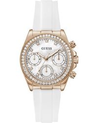Guess - Rose Gold-tone Silicone Multi-function Watch - Lyst