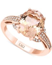 Lali Jewels Morganite (3-1/6 Ct. T.w.) & Diamond (1/8 Ct. T.w.) Ring In 14k Rose Gold - Multicolor