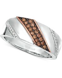 Le Vian Diamond Diagonal Diamond Ring (3/8 Ct. T.w.) In Sterling Silver & 14k Rose Gold - Metallic