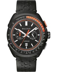 Bulova - Chronograph Racer Black Leather Strap Watch 42mm - Lyst