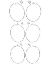 Guess - Tone 6-pc. Set Mixed Crystal Stud & Textured Hoop Earrings - Lyst