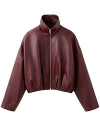 Mango - Faux Leather Funnel Neck Oversized Jacket - Lyst