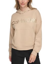 Calvin Klein - Metallic-logo Dropped-shoulder Hoodie - Lyst