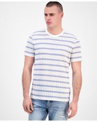 Guess - Elon Short Sleeve Textured Striped Crewneck T-shirt - Lyst