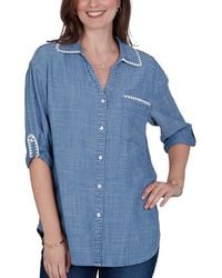 Ruby Rd. - Petite Crochet Trim Soft Button-front Top - Lyst