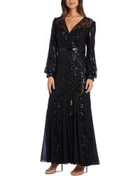 R & M Richards - Sequined Blouson-sleeve Gown - Lyst