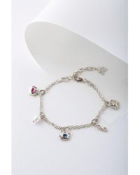 Classicharms - Iris Colored Cubic Zirconia And Freshwater Pearl Charms Anklet - Lyst