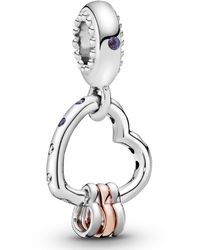PANDORA - Mixed Stone Heart Full Of Hearts Dangle Charm - Lyst