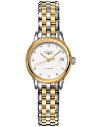 Longines - Women's Swiss Automatic Flagship Diamond Accent Two Tone Stainless Steel Bracelet Watch 26mm L42743277 - Lyst
