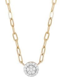 Macy's - Diamond Halo Cluster Paperclip Link 18" Pendant Necklace (1/10 Ct. T.w. - Lyst