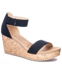 CL By Chinese Laundry Kaya Comfort Fitting Wedge Sandals - Black