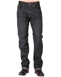 Level 7 - Relaxed Straight Leg Premium Denim Jeans Black Coated Throwback Style Zipper Trim Pockets - Lyst