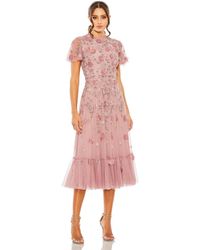 Mac Duggal - Embellished High Neck Cap Sleeve A Line Dress - Lyst
