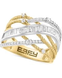 Effy - Effy Diamond Round & Baguette Diamond Multirow Crossover Ring (3/4 Ct. T.w. - Lyst