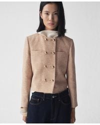 Mango - Double-breasted Tweed Jacket - Lyst