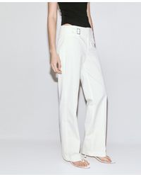 Mango - Belt Straight-fit Pants - Lyst