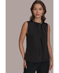 Donna Karan - Chain Detail Twist-front Sleeveless Top - Lyst