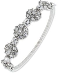 Marchesa Silver-tone Crystal Cluster Bangle Bracelet - Metallic