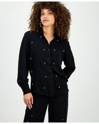 INC International Concepts - Petite Long-sleeve Embellished Button-front Blouse - Lyst