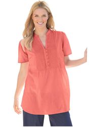 Woman Within - Plus Size Pintucked Half-button Tunic - Lyst