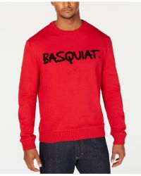 Sean John Basquiat Tricolor Chenielle Sweater, Created For Macy's - Red