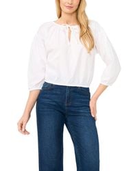 Cece - Split Tie Neck Bubble Blouse - Lyst