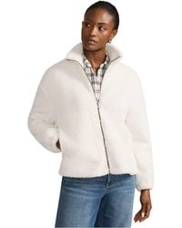 Lands' End - Faux Shearling Zip Front Fleece Jacket - Lyst