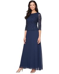 Alex Evenings - Dress, Elbow-sleeve Sequined Lace Gown - Lyst