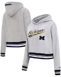Pro Standard - Michigan Wolverines Script Tail Fleece Cropped Pullover Hoodie - Lyst