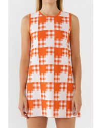 Grey Lab - Gingham Check Knitted Shift Dress - Lyst