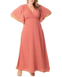 Kiyonna - Plus Size Carmella Flutter Sleeve Gown - Lyst