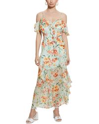 Guess - Meadows Floral Print Ruffled Maxi Dress - Lyst