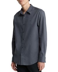 Calvin Klein - Regular-fit Solid Button-down Flannel Shirt - Lyst