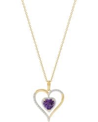 Macy's - Birthstone Gemstone & Diamond Accent Heart 18" Pendant Necklace - Lyst