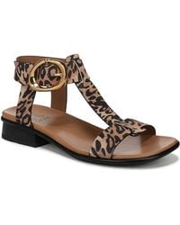 Naturalizer - Brandy T-strap Stacked Low Block Heel Sandals - Lyst