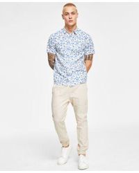 Sun & Stone - Sun Stone Julius Regular Fit Floral Print Button Down Shirt Charles Slim Fit Textured joggers Created For Macys - Lyst