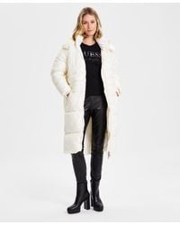 Guess - Shine Hooded Mid-length Puffer Coat - Lyst