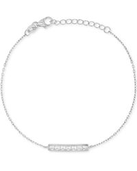 Macy's - Cubic Zirconia Princess-cut Bar Cable Link Chain Bracelet - Lyst