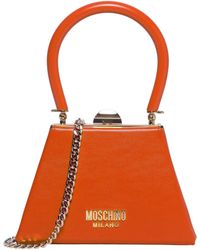 Moschino Leather Top Handle Bag - Orange