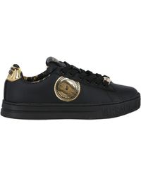 Versace Jeans Couture Womens Leather Court Trainers - Black