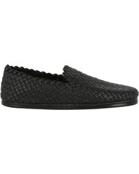 Bottega Veneta Mens Intrecciato Leather Loafers - Black