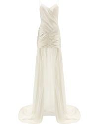 Balmain Metallic Draped Gown - White