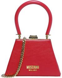 Moschino Leather Top Handle Bag - Red