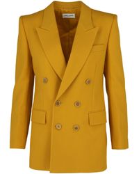 Saint Laurent Double-breasted Wool Jacket - Yellow
