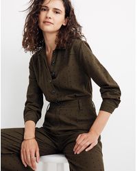 Madewell Cotton Cassidy Romper in Green Womens Clothing Jumpsuits and rompers Playsuits 