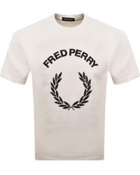 Fred Perry - Tartan Applique T Shirt Snow - Lyst